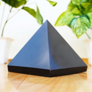 85MM Black Tourmaline Stone Healing Charged Metaphysical Egyptian Pyramid