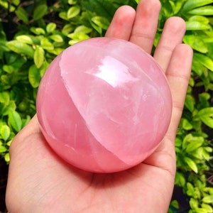 75MM PInk Rose Quartz Stone Healing Charged Metaphysical SPHERE BALL Christmas Gift