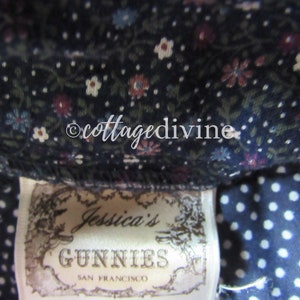 Navy Flowers & Dots Gunne Sax Gunnies Vintage 1970s Calico Velvet Ruffle Prairie Skirt image 10