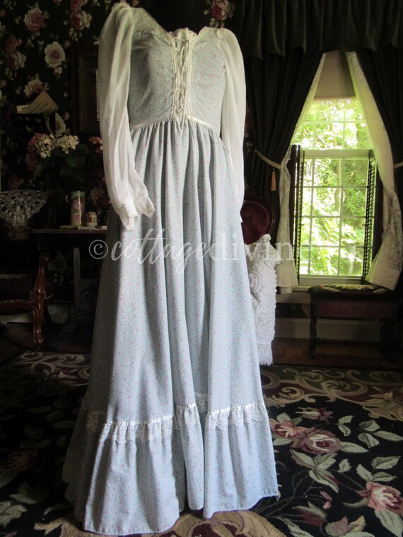 GUNNE SAX Starlight Dreamy Blue Calico Vintage 19… - image 5