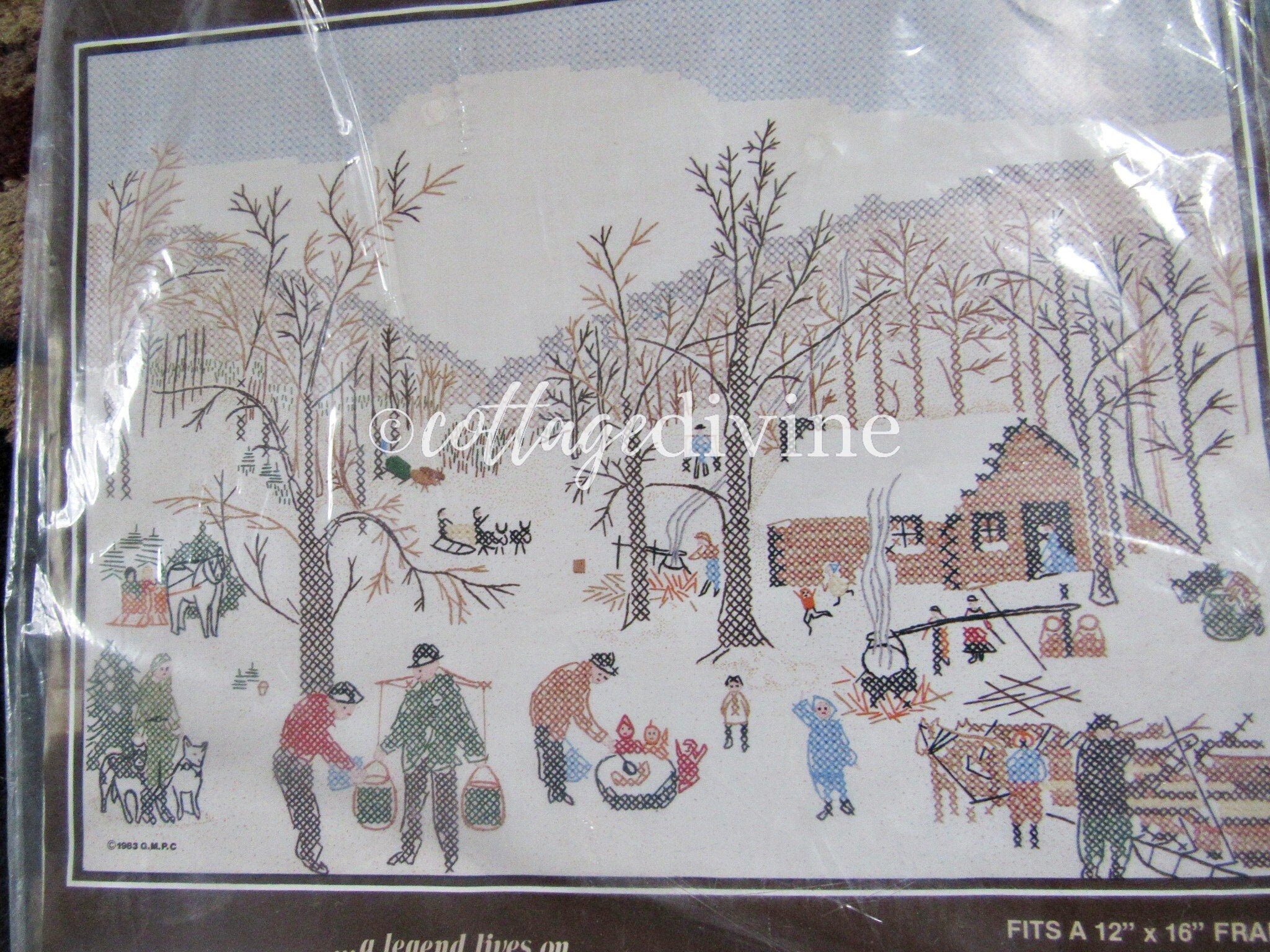 Vintage Grandma Moses Sugaring Off Cross Stitch Embroidery Kit | Etsy