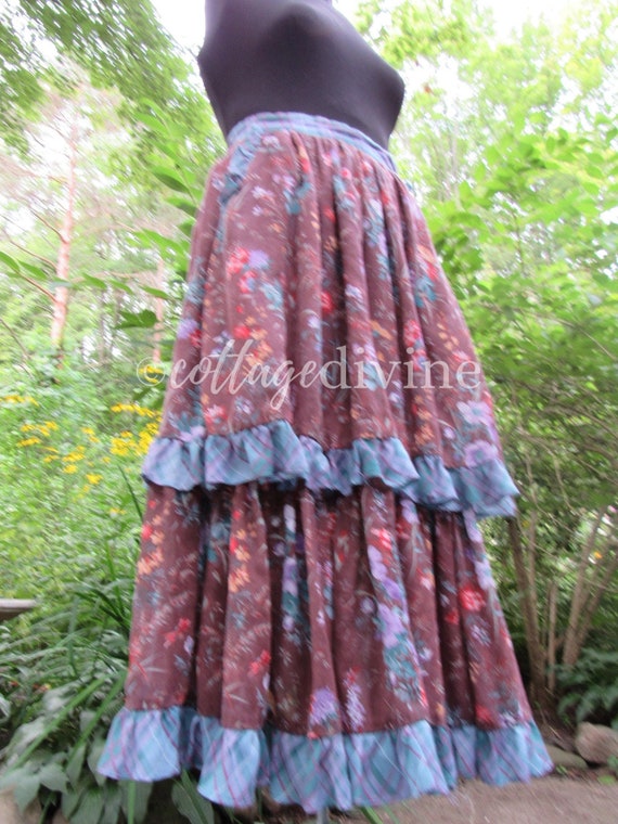 GUNNE SAX Autumn Lily Floral Brown Ruffled Gunnie… - image 2