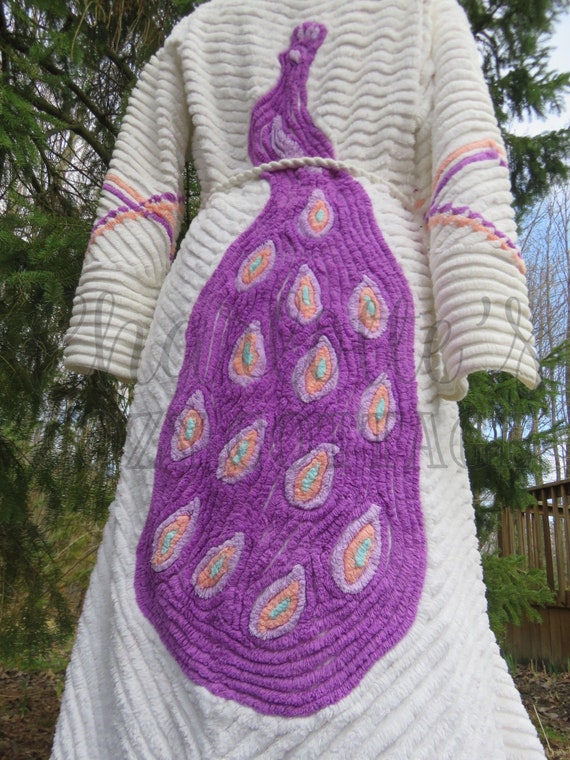Iconic Pinup Purple Peacock Plush White Vintage Ch