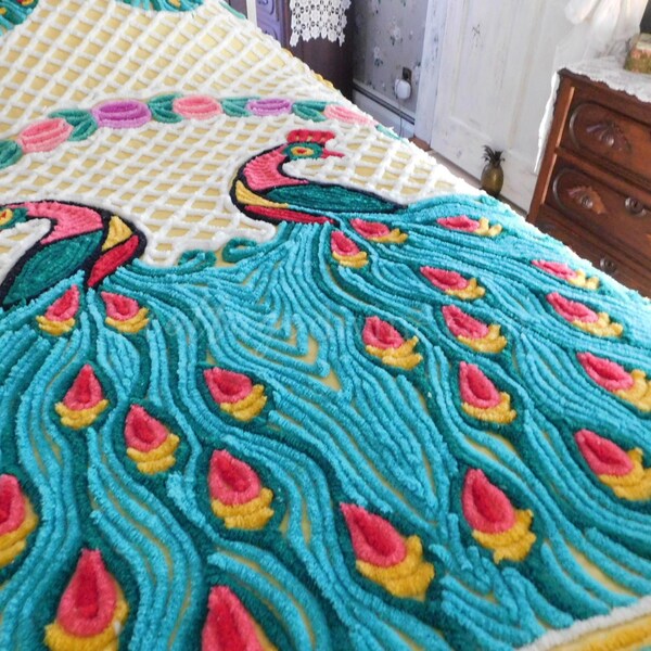 Peacock Chenille Bedspread Etsy
