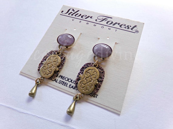 Amethyst Ivy Pierced Dangle Earrings, Artsy Boho … - image 7