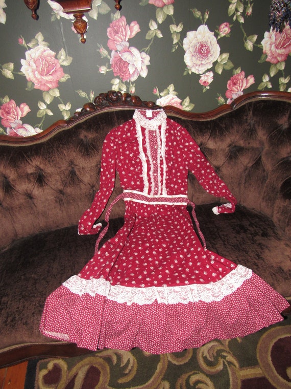 Gunne Sax Style Vintage 1970s Calico Prairie Peasa