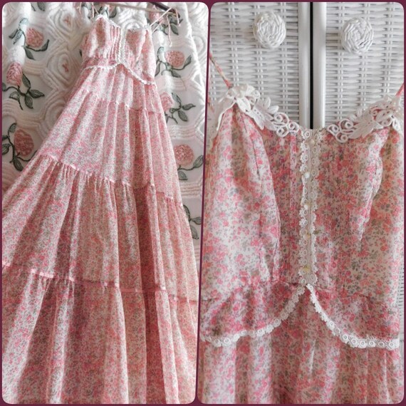 Summer Romance Pink Peplum Gunne Style Vintage 197