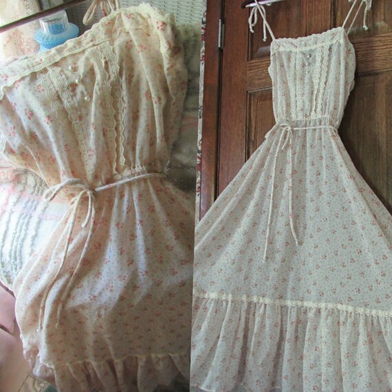 Vintage Sheer Gunne Sax Style Romantic 1970s Calic