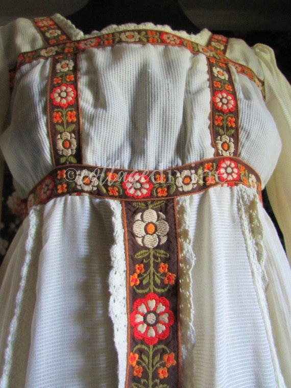 GUNNE SAX Vintage 1970s Embroidered Folk Prairie … - image 4