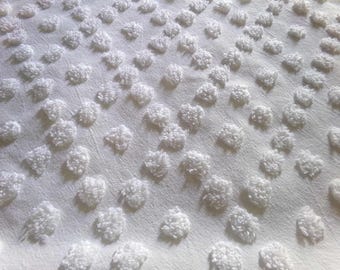 Diamond Dot Chenille Fabric, 19" x 28" inch vintage style piece, simple modern pattern for quilts & crafting