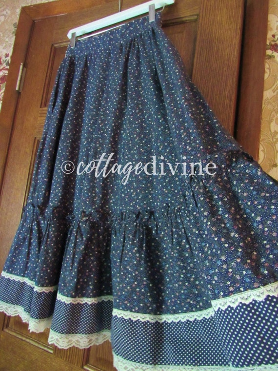 Navy Flowers & Dots Gunne Sax Gunnies Vintage 197… - image 8