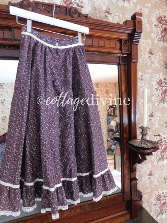 Woodland Prairie Rose Brown Calico Lace Gunne Sax… - image 4