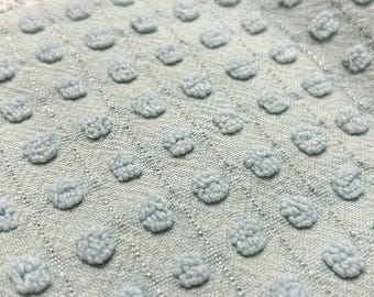 Vintage Blue Chenille Fabric, Sparkle Pops 20x24" Popcorn Quilt Craft Textile