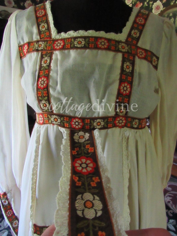 GUNNE SAX Vintage 1970s Embroidered Folk Prairie … - image 8