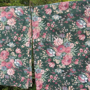 Croscill Granada Vintage Pair Drapes & Curtain Valance, Lovely Victorian Style Lined Drapery Panels in Victorian Florals on Dark Green