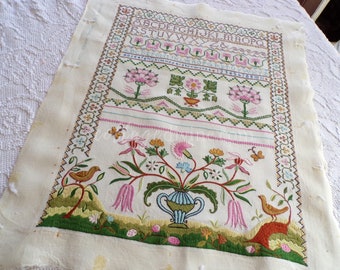Jacobean 1773 Vintage Linen Sampler, Cooper Hewitt Museum, 0860 Paragon Stitchery, Hand Embroidered, Completed