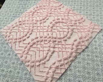 Blush Pink Vintage Chenille Fabric, Eternity Links Geometric 18x36" Piece