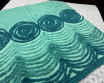 Moody Waves Vintage Chenille Fabric Dramatic 25x28" Quilt & Craft Piece