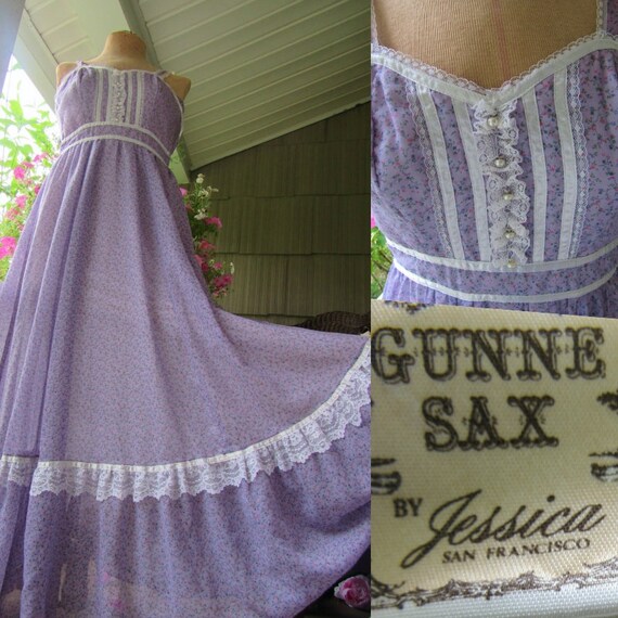 Angelic Gunne Sax Vintage 1970s Calico Prairie Pea