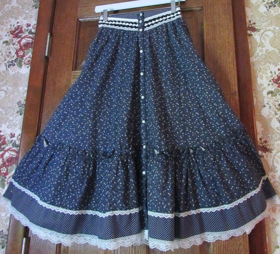 Navy Flowers & Dots Gunne Sax Gunnies Vintage 1970