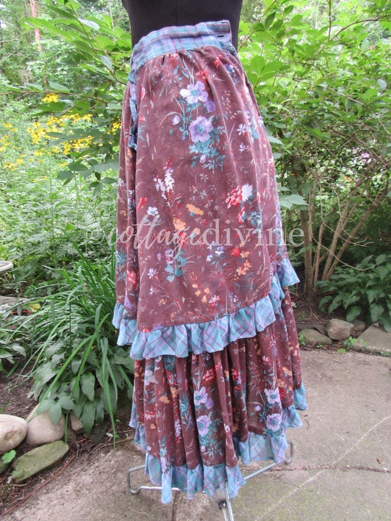 GUNNE SAX Autumn Lily Floral Brown Ruffled Gunnie… - image 9