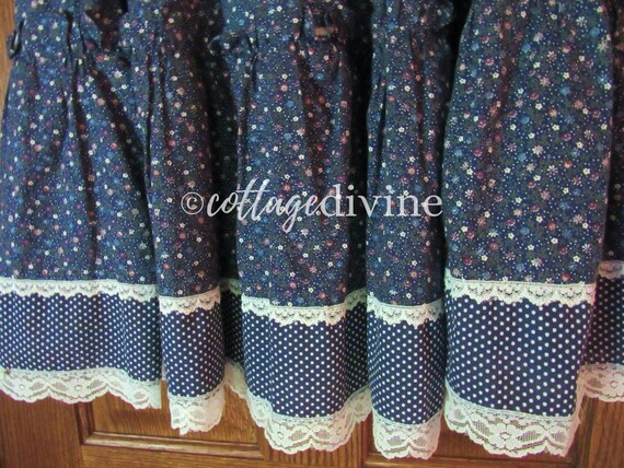 Navy Flowers & Dots Gunne Sax Gunnies Vintage 197… - image 9