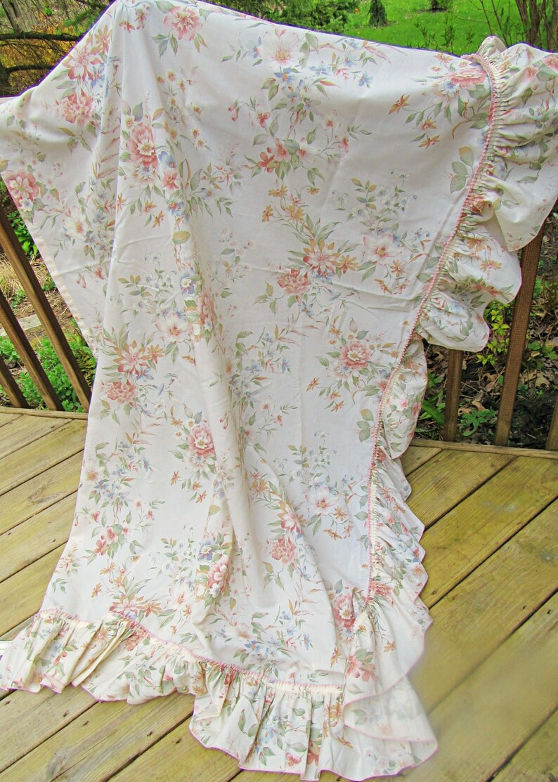Vintage JC Penney Pair Peach Floral Priscilla Ruffle Curtains Etsy