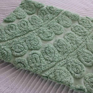 Delicious Mint Ice Cream Vintage Chenille Fabric, Plush 21" x 24" inch piece in curlicue swirl pattern
