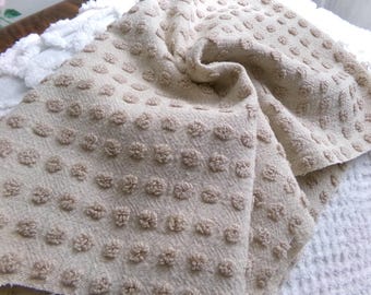 Neutral Mocha Pops Vintage Chenille Fabric, Morgan Jones Little Popcorn Dots, 18x24"