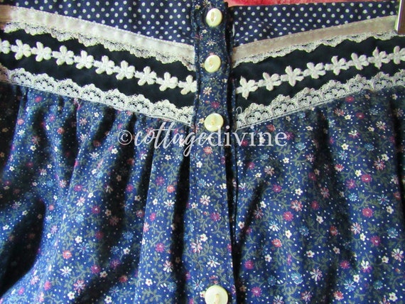 Navy Flowers & Dots Gunne Sax Gunnies Vintage 197… - image 3