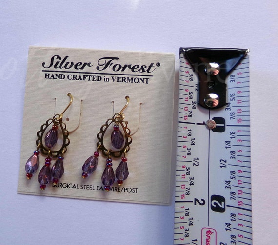 Fancy Shimmer Bead Pierced Dangle Earrings, Beade… - image 4