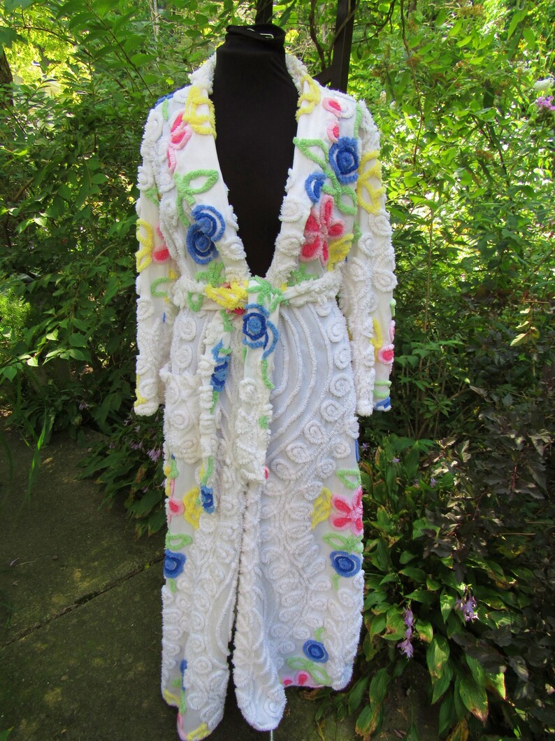 Canyon Group Rainbow Wedding Cake Chenille Robe Early Vintage Etsy