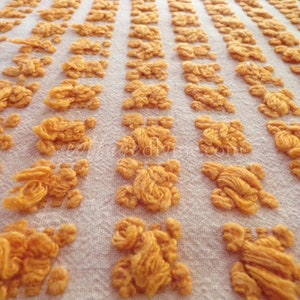 Ombre Pumpkin Spice Hippie Rosebud Vintage Chenille Quilt FABRIC PIECE, 23" x 25"