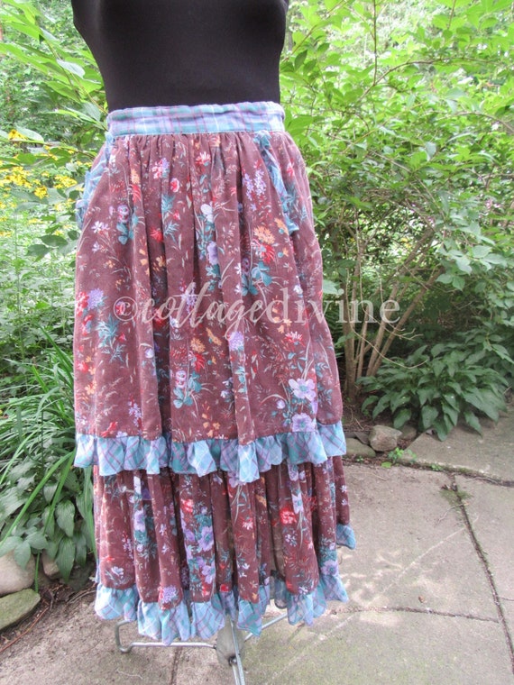 GUNNE SAX Autumn Lily Floral Brown Ruffled Gunnie… - image 4