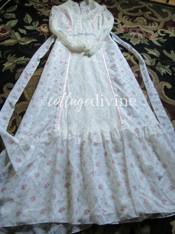 Vintage SIZE 13 Gunne Sax Style Pretty PINK ROSE … - image 5