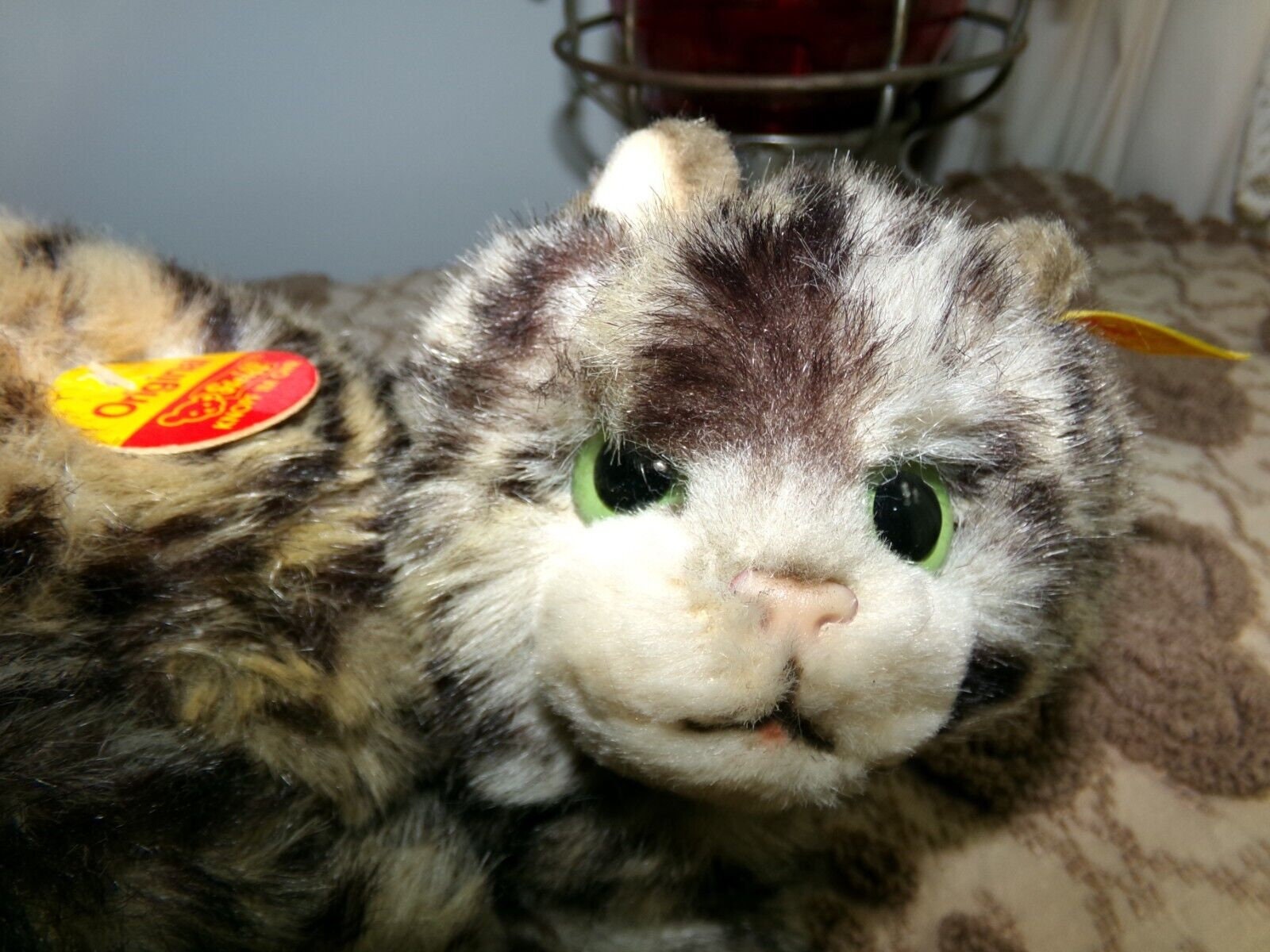 Vintage STEIFF Kitten Unique Curled up Tabby Cat 074189 With