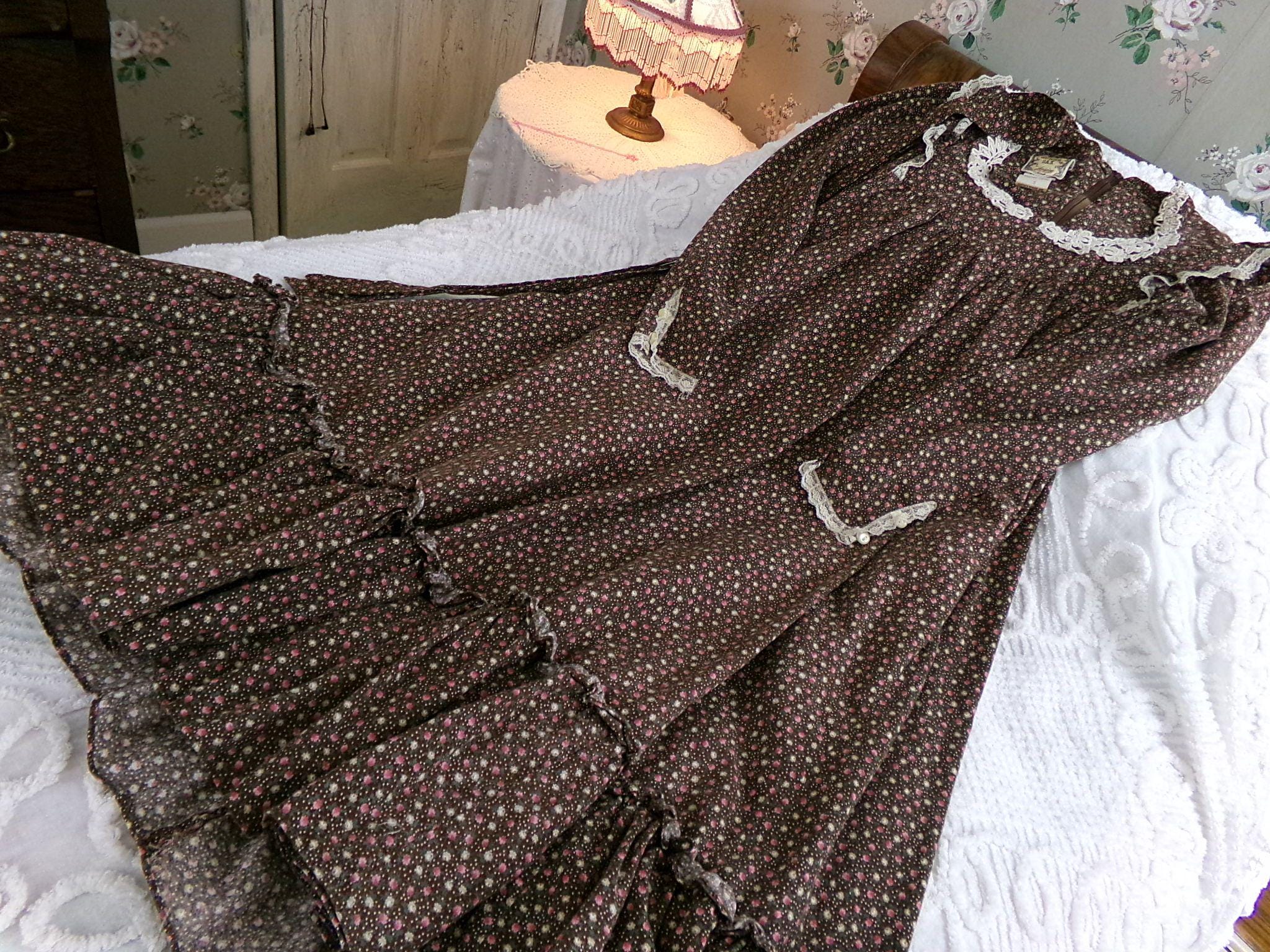 Whimsical Woodland Fairy Vintage Gunne Sax Dress, Cute 1970s Prairie Style  Midi Brown Cotton Calico Print, XXS - Etsy