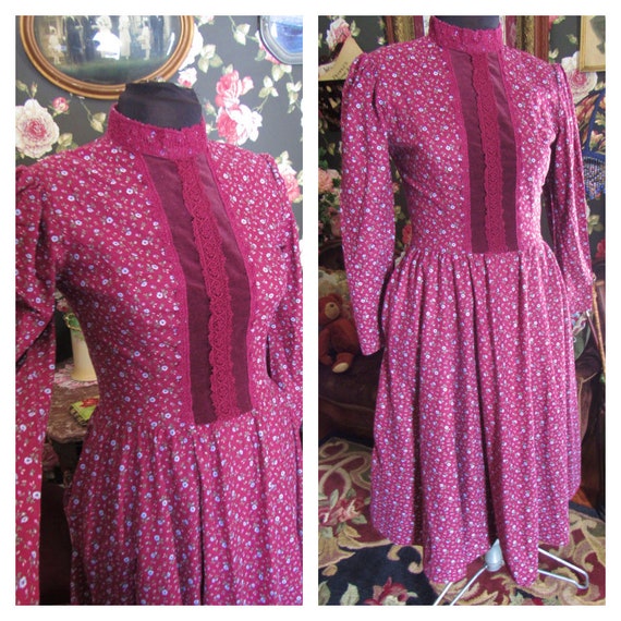 Cranberry Velvet & Calico Victorian Style Gunne Sa