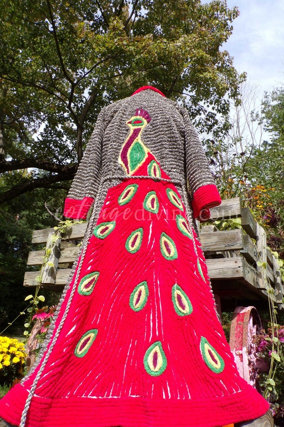 Red Peacock Vintage Women's Chenille Robe, 1940s … - image 3