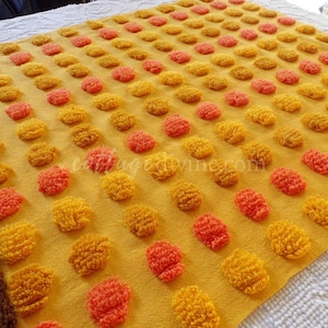 Candy Corn Coin Pops Vintage Hippie Chenille Quilt Fabric Piece, 20" x 24" inches, #2