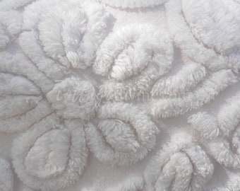 Farmhouse White Daisy Vintage Chenille Fabric, 20" x 24" inch piece, Gorgeous in DIY Pillows & Quilts