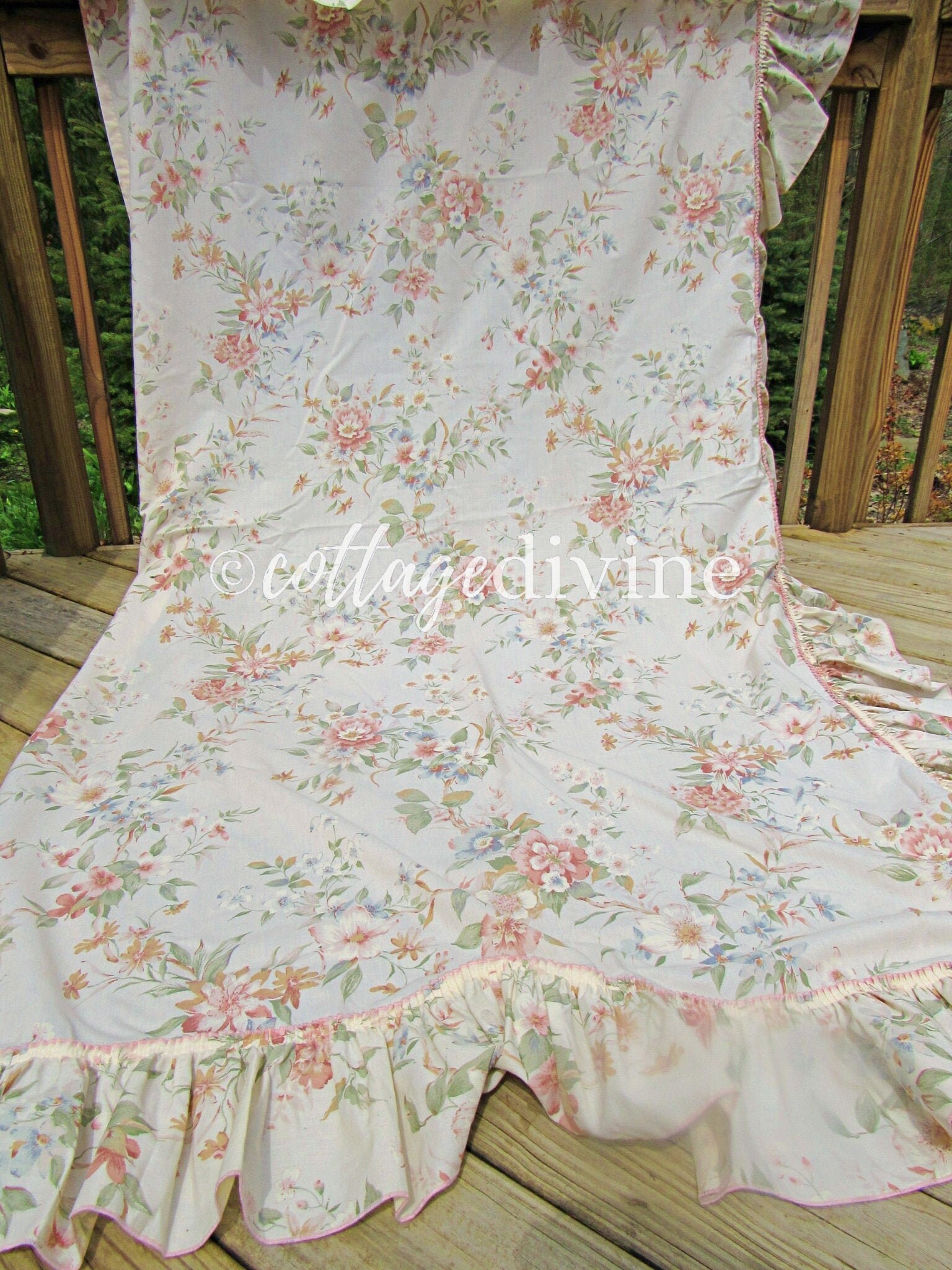 Vintage JC Penney Pair Peach Floral Priscilla Ruffle Curtains Etsy