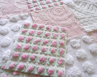 Cottage Classics Chenille Quilt Squares Set from Vintage Bedspread Fabric, 16 Blocks, 6" inch