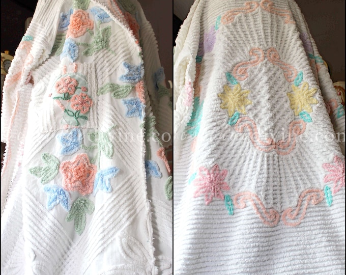 Floral Chenille Robe, Lovely Wild Flower Plus Size Women's Bathrobe