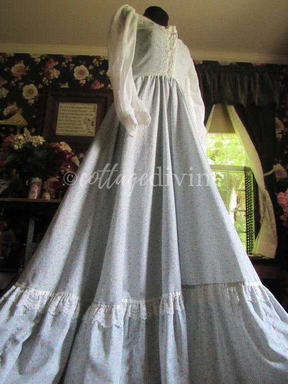 GUNNE SAX Starlight Dreamy Blue Calico Vintage 19… - image 8