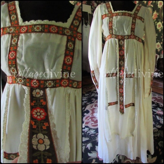 GUNNE SAX Vintage 1970s Embroidered Folk Prairie … - image 1