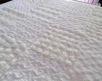 White Chenille Quilt Squares Set, &quot;Serene Snowdrifts&quot; from Vintage Bedspread Fabric, 16 Blocks, 6&quot; inch