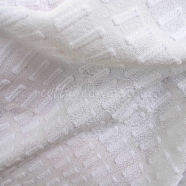 Versatile White Buttonhole Fabric, from Vintage Chenille Bedspread, 23" x 23" inch piece, for Quilting & Crafts