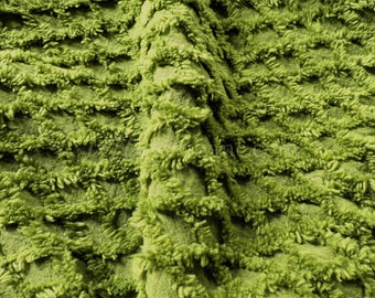 Earthtone Natural Moss Green Vintage Chenille Quilt Fabric, 18" x 24" Piece, Soft & Lightweight Cotton Blend