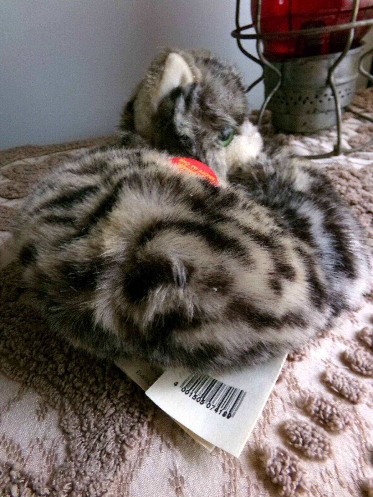 Vintage STEIFF Kitten Unique Curled up Tabby Cat 074189 With